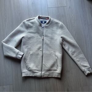 Noize Textured Men’s Medium Zip-Up Sweater in Light Oyster Color